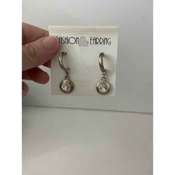hoop earrings with rhinestone charm - Picture 1 of 4